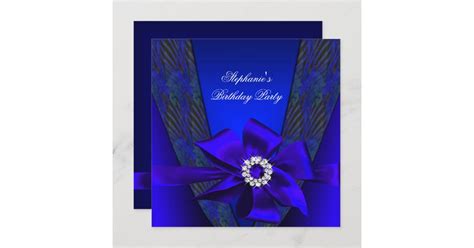 Birthday Party Royal Blue Silver Jewel Image Invitation Zazzle