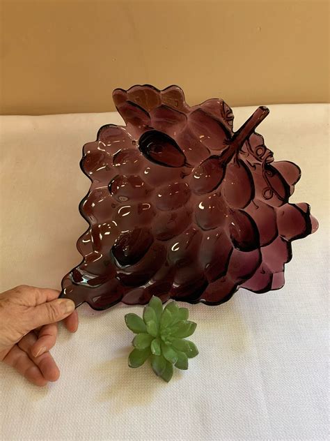 Amethyst Glass Dish Vintage Grape Cluster Serving Plate Etsy In 2021