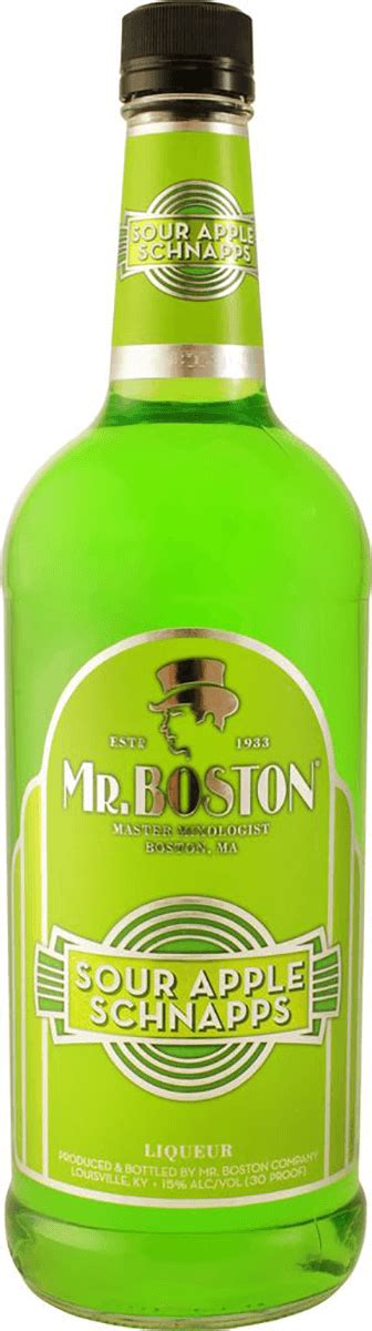 Mr Boston Sour Apple Schnapps 1 L Bremers Wine And Liquor