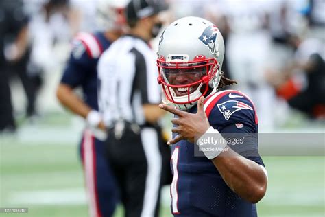 Cam Newton Of The New England Patriots Celebrates After Running For A