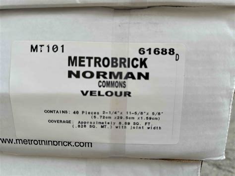 Metrobrick Norman Commons Velour Mt101 61688 2 1 4” X 11 5 8” X 5 8” 8 89 Sq Ft