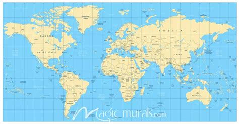 Africa Centered World Map In Beige And Blue Magic Murals