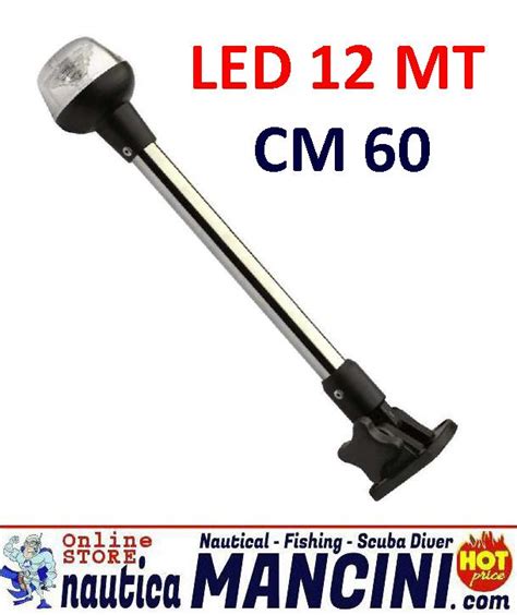 Asta Luce Fino A Mt Cm Inox Abbattibile Con Fanale Nero Led