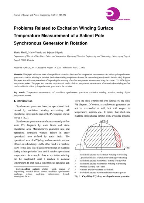 Pdf Problems Related To Excitation Winding Surface Temperature Measurement Of A Salient Pole