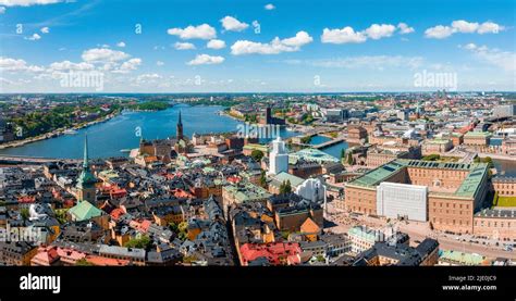 Aerial panoramic view of the old Town, Gamla Stan, in Stockholm Stock ...