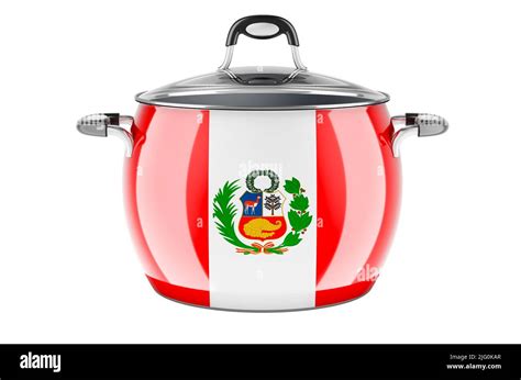 Concepto De Cocina Nacional Peruana Bandera Peruana Pintada En La Olla