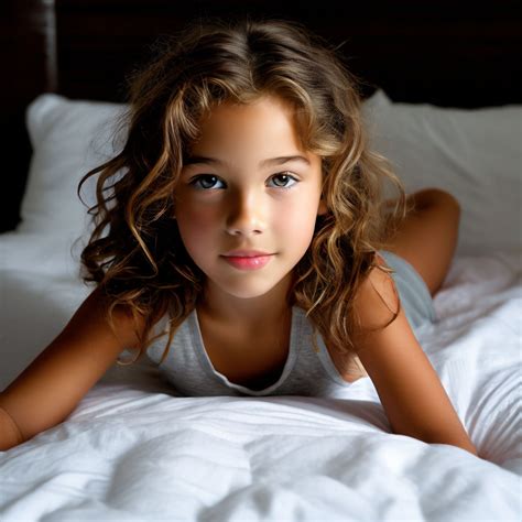 Tween Girl In Underwear Frontside View Lying On Bed Face Up By Roman K Playground