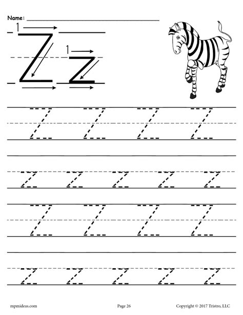 Printable Letter Z Tracing Worksheet Supplyme