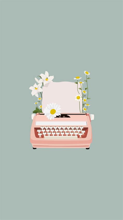 Floral typewriter aesthetic mobile wallpaper | Premium Photo Illustration - rawpixel