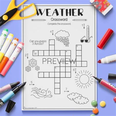 Weather Crossword Activity Fun Esl Worksheet For Kids