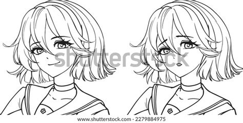 Anime School Girl Expressions Set Streaming Stock Vector (Royalty Free ...