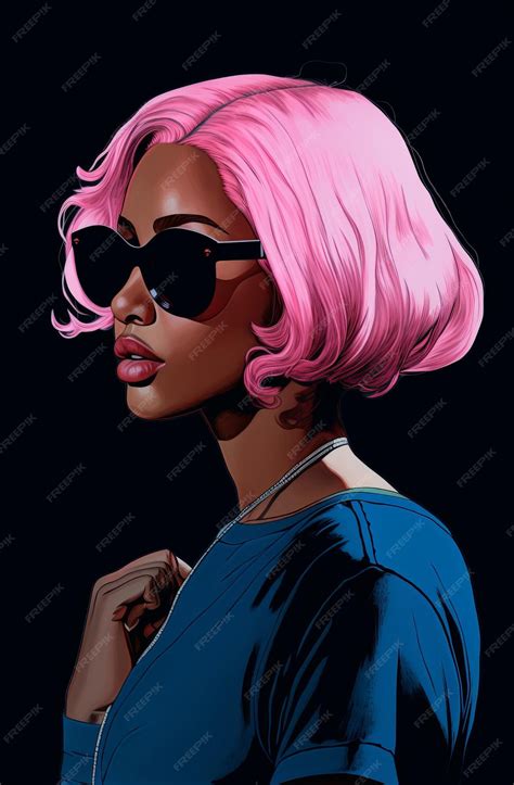 Premium Ai Image Pink Hair Girl Portrait Illustration