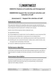 BSBHRM405 Assessment 2 Docx BSB50915 Diploma Of Leadership And