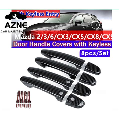 Set 8 Ốp Bọc Tay Nắm Cửa Xe Hơi mazda 2 3 6 cx3 cx5 cx8 cx9 Bằng Sợi