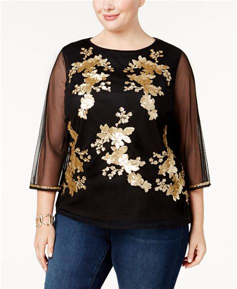 Charter Club Plus Size Embellished Mesh Top Created For Macys Macys