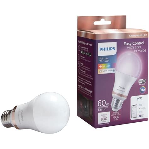 Philips Color And Tunable White A19 Led 60w Equivalent Dimmable Smart Wi Fi Wiz Connected