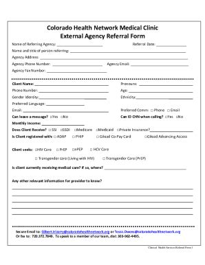 Fillable Online External Referral Form The Center For Mental Health