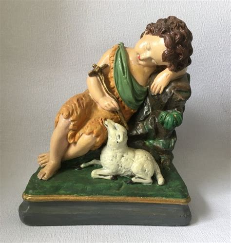 Antique statue of baby Jesus with sheep, France circa 1910 - Catawiki