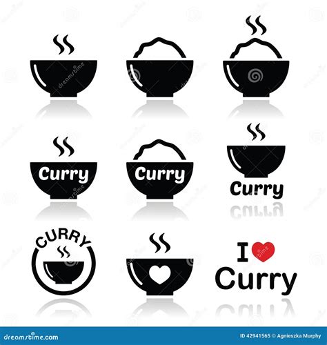 Curry, Indian Spicy Food Icons Set Stock Illustration - Image: 42941565