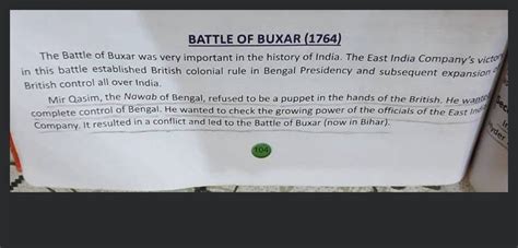 Battle Of Buxar The Battle Of Buxar Was Very Important In The Hist