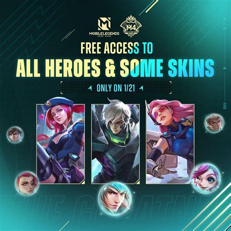 Free access to all heroes and some skins will be available on 1/21 ...