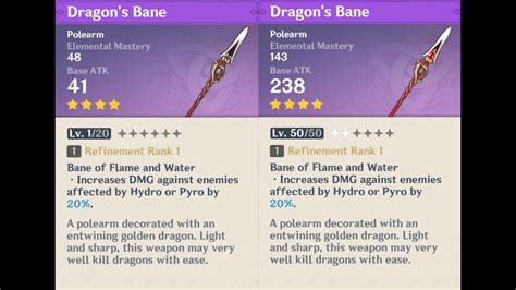 Dragon S Bane Weapon Appearance Base Vs Ascended In Genshin Impact