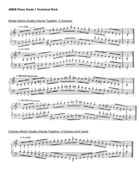 Ameb Piano Grade 1 Scales Sheet Pdf Pdf