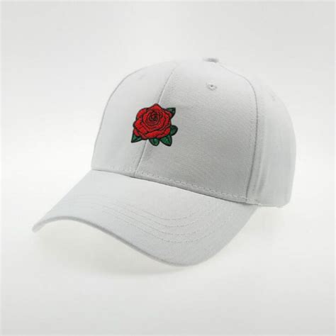 Broderi Rose Baseballkasket Hip Hop Justerbar Bomu Grandado