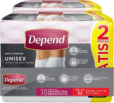 Depend Ropa Interior Unisex Para Incontinencia Talla Mediana 20