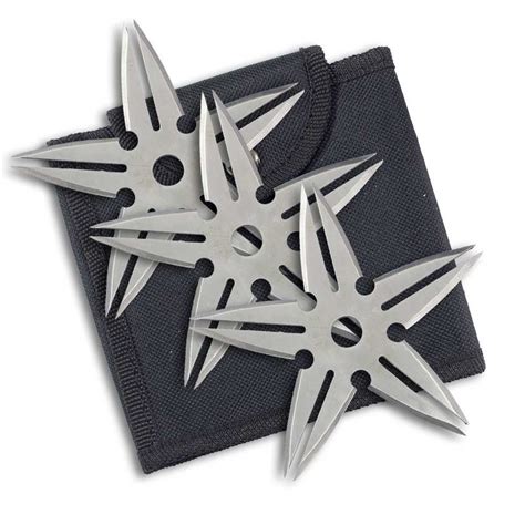 Forked Blade Silver Ninja Stars Chrome Shuriken Ninja Weapons