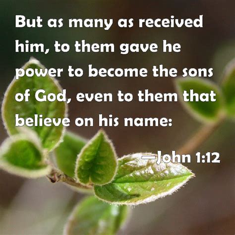 John 1:12 But as many as received him, to them gave he power to become ...