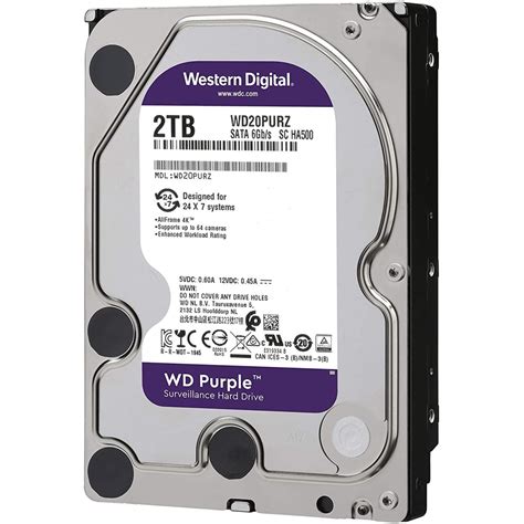 Western Digital Purple HDD Desktop Storage 2TB Surveillance 5400RPM