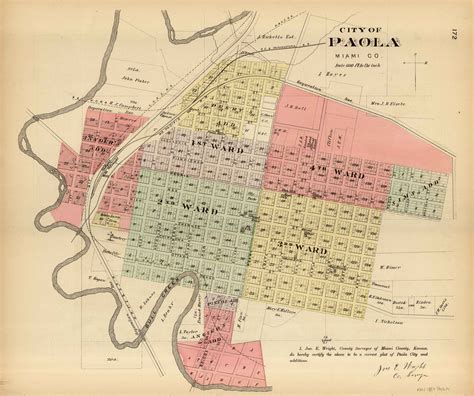 Lh Everts 1887 Map Of The City Of Paola Kansas Art Source