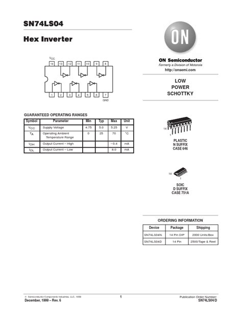 74ls04 Inverter Datasheet Distribuidor Stock Y Mejor Precio