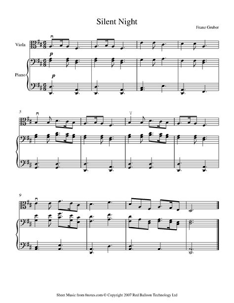 Silent Night For Viola Free Sheet Music For Viola