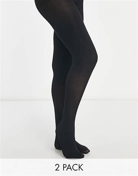 Asos Design 2 Pack 80 Denier Tights In Black Asos