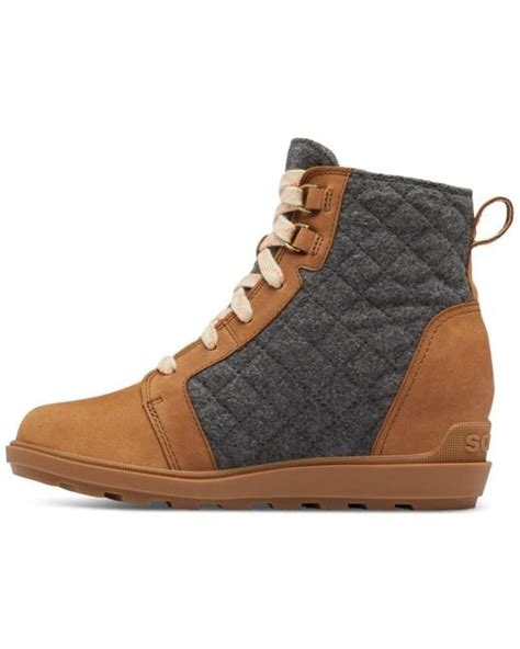 Sorel Evie Ii Lace Up Wedge Booties In Natural Lyst