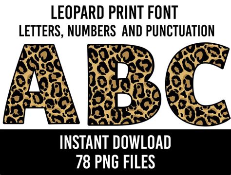 Leopard Print Alphabet 40 Letters Leopard Print Numbers PNG Font ...