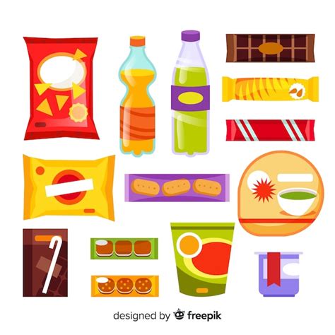 Colecci N Colorida De Snacks Con Dise O Plano Vector Gratis