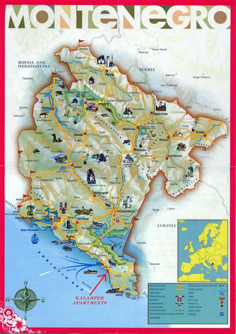 Large detailed tourist map of Montenegro. Montenegro large detailed ...