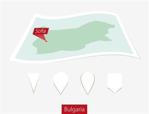 Carte En Papier Courbe De La Bulgarie Avec La Capitale Sofia Sur Fond