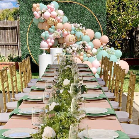 Cute Outdoor Girl Baby Shower Backdrop And Table Decorations In 2021