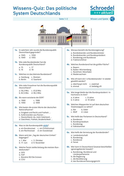 Wissens Quiz Das Politische System Deutschlands Politik Ab Klasse