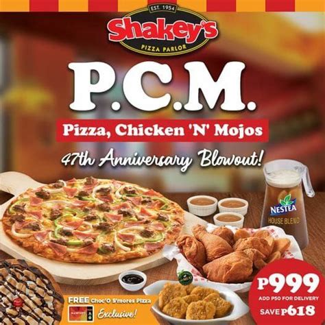 An Advertisement For Pizza Chicken Nmojos At Shakers Pizzeria