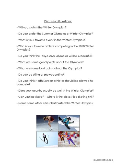 The 2018 Winter Olympics Reading For English ESL Worksheets Pdf Doc