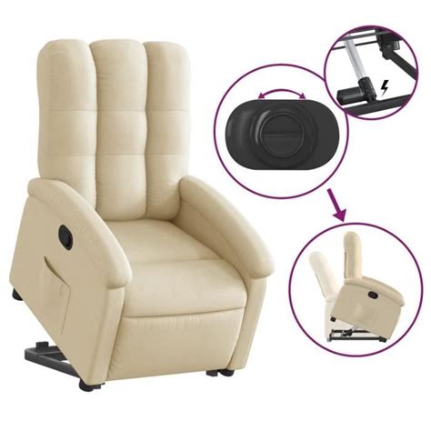 Atyhao Fauteuil Inclinable Cr Me Tissu Ab Yh Cdiscount Maison