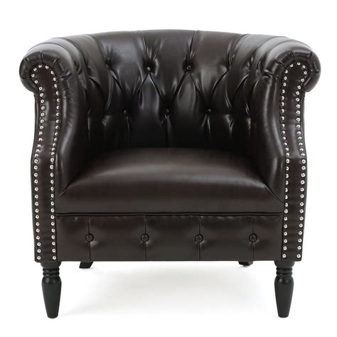 Noble House Amalfi Leather Club Chair Brown Walmart