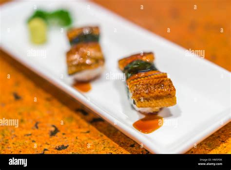 Japanese Food Eel Fish Sushi Roll Stock Photo Alamy