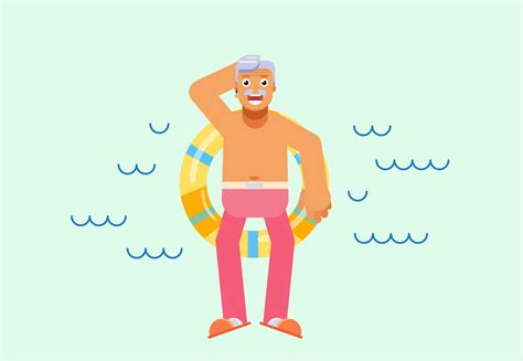 Funny Character Vector Illustration with Swimming Tube Graphic by ...