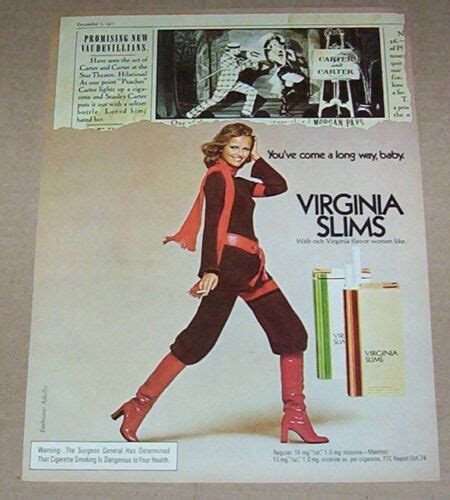 1975 Print Ad Page Virginia Slims Cigarette Cheryl Tiegs Smoking